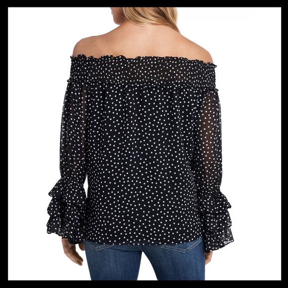 CECE Women's Off-The-Shoulder Top
Color: Rich Black Dot - Picture 4 of 5